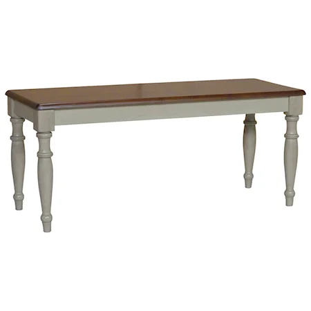 Cottage Dining Bench with Two-Tone Finish